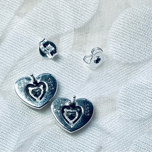 NWOT Double Heart Stud Earrings, Sterling Silver 925 - Picture 10 of 13